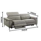 Capel 3 Seater Leather Electric Recliner Sofa Lounge Taupe Grey