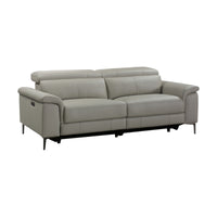 Capel 3 Seater Leather Electric Recliner Sofa Lounge Taupe Grey