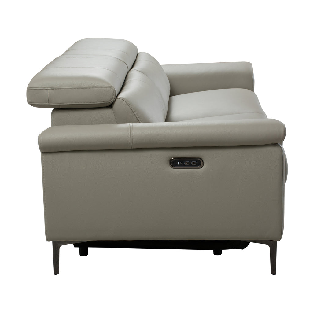 Capel 3 Seater Leather Electric Recliner Sofa Lounge Taupe Grey