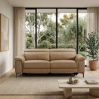 Capel 3 Seater Leather Electric Recliner Sofa Lounge Mocha Brown