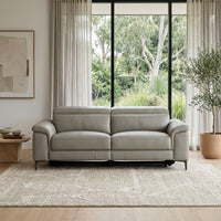 Capel 3 Seater Leather Electric Recliner Sofa Lounge Taupe Grey