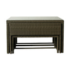 Carlo 6Pc Nested Wicker Dining Table Seat Bench Set Brown