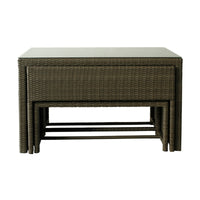 Carlo 6Pc Nested Wicker Dining Table Seat Bench Set Brown