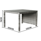 Carlo 6Pc Nested Wicker Dining Table Seat Bench Set Dark Grey