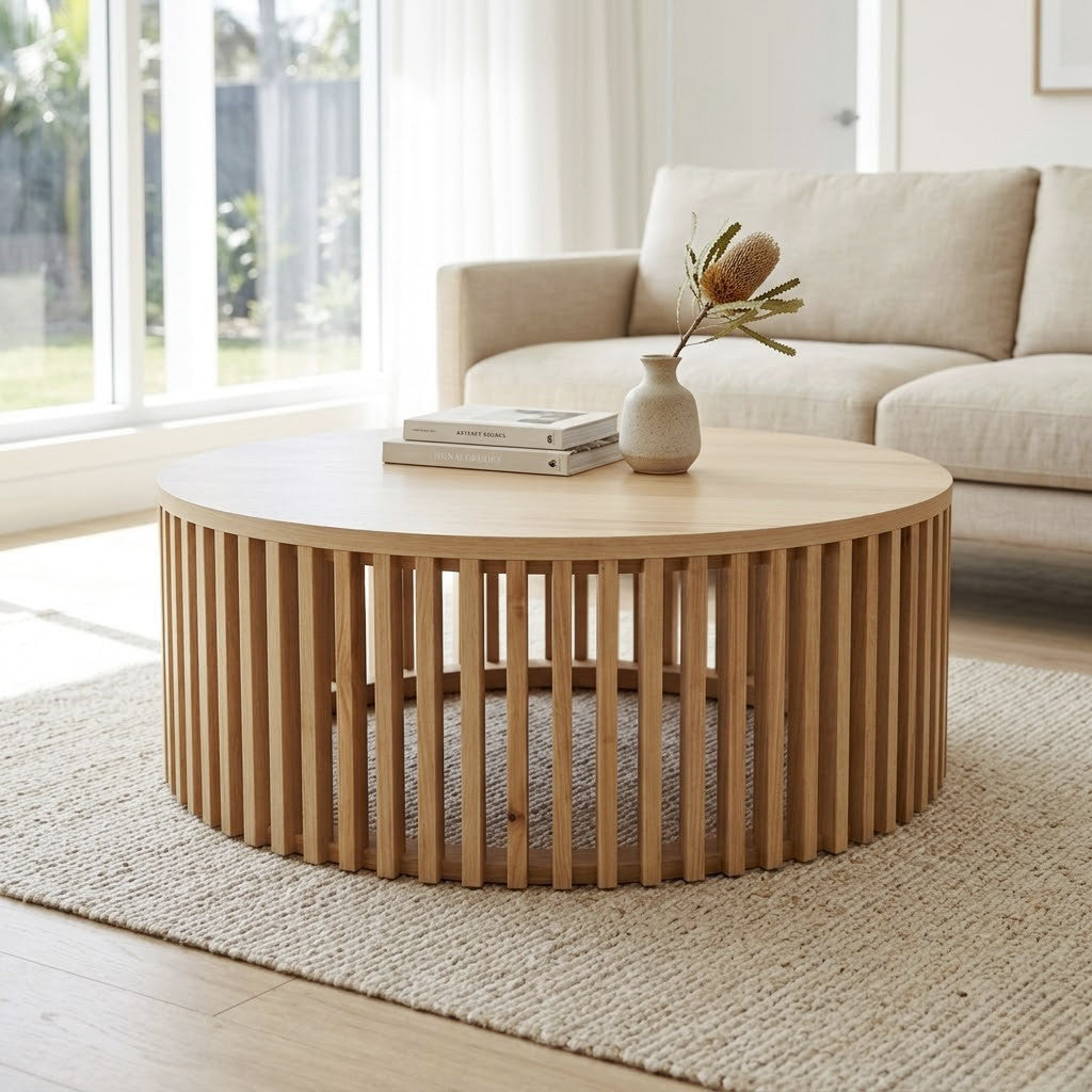 Catalina 135cm Round Coffee Table Natural Oak
