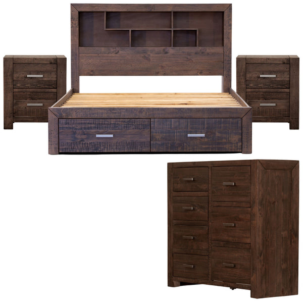 Catmint 4pc Bed Frame Suite Bedside King 