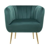 Cecil Premium Velvet Armchair Occasional Accent Tub Chair Green