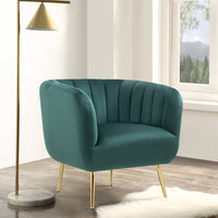 Cecil Premium Velvet Armchair Occasional Accent Tub Chair Green