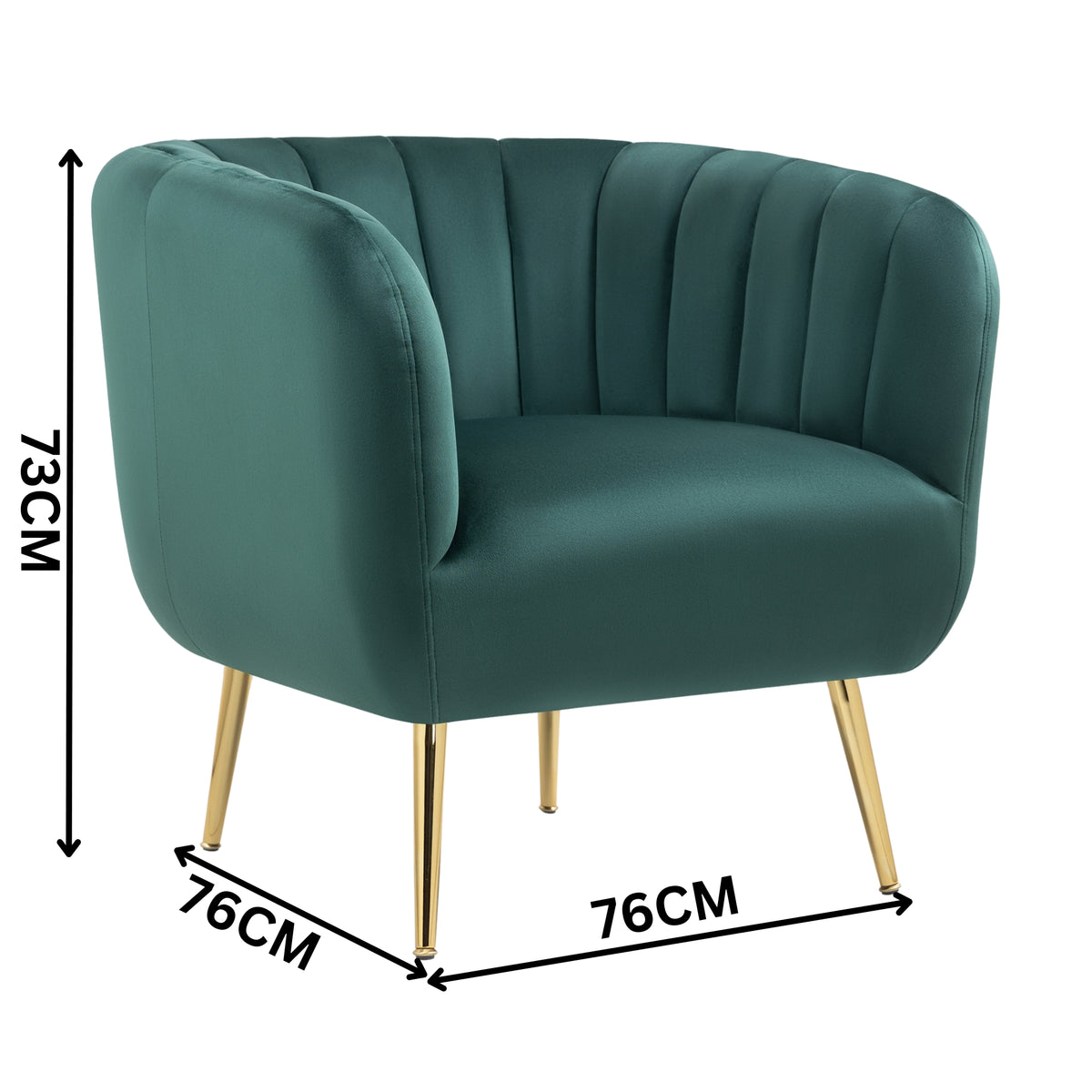 Cecil Premium Velvet Armchair Occasional Accent Tub Chair Green