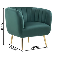 Cecil Premium Velvet Armchair Occasional Accent Tub Chair Green