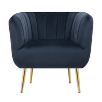 Cecil Premium Velvet Armchair Occasional Accent Tub Chair Navy