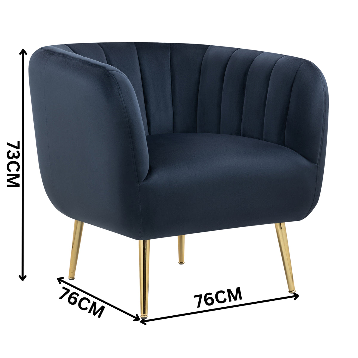 Cecil Premium Velvet Armchair Occasional Accent Tub Chair Navy