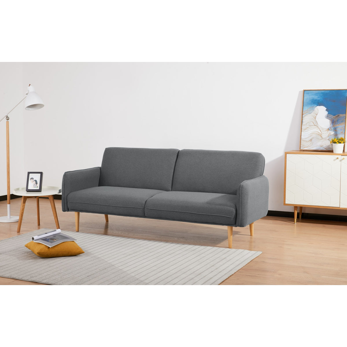 Celia 3 Seater Fabric Sofa Bed Mid Grey 