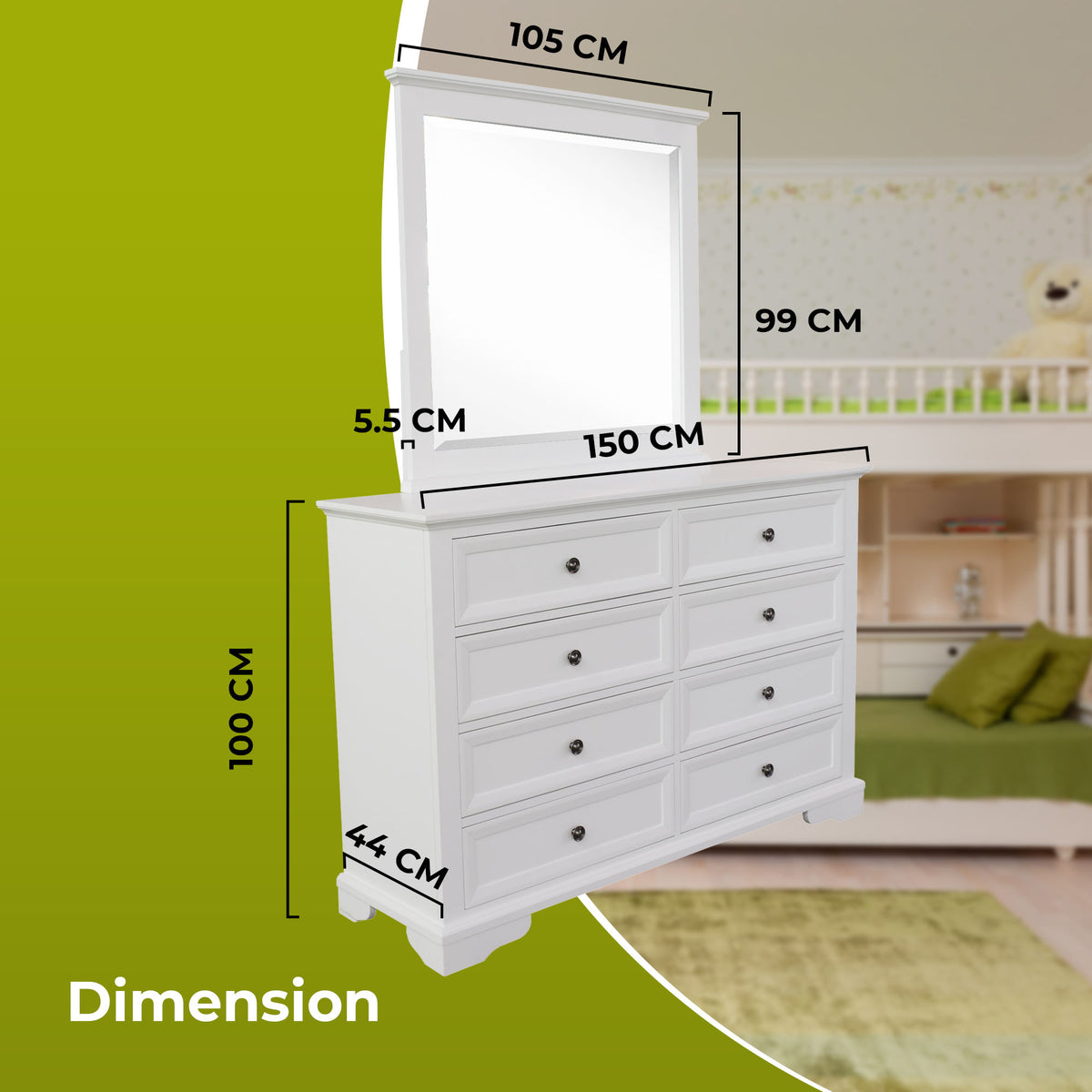 Celosia 5pc Bed Frame Bedside Dresser Suite King 
