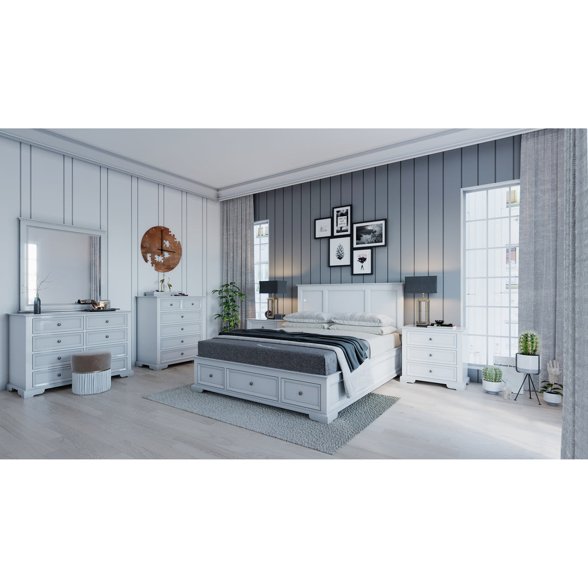 Celosia 5pc Bed Frame Bedside Dresser Suite King 