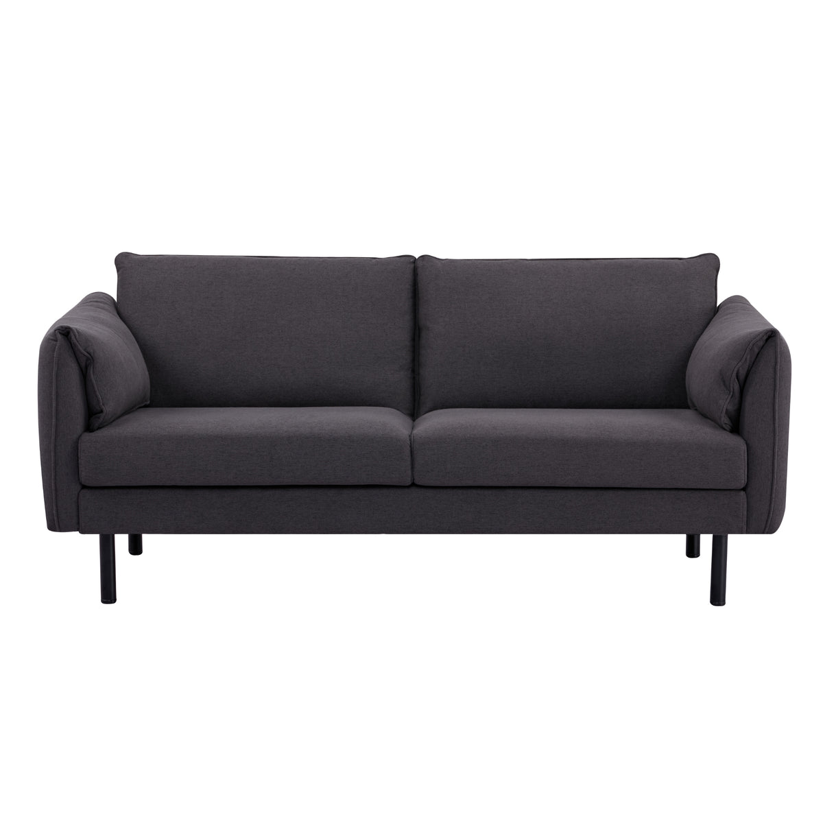 Channel 3 Seater Fabric Sofa Charcoal 