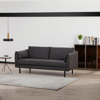 Channel 3 Seater Fabric Sofa Charcoal 