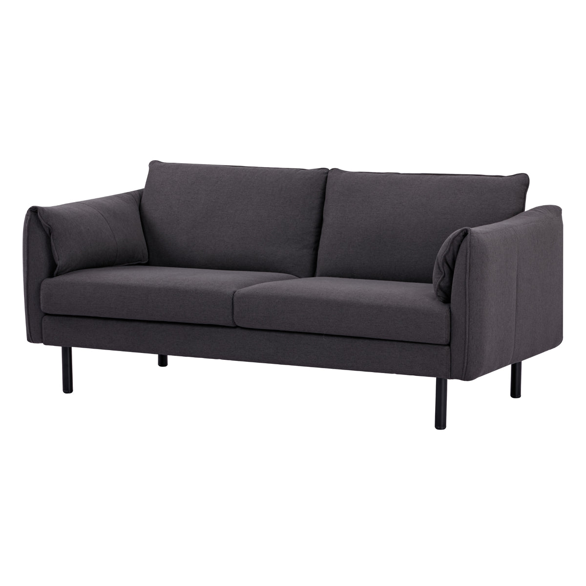 Channel 3 Seater Fabric Sofa Charcoal 