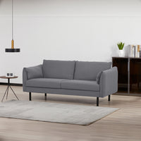 Channel 3 Seater Fabric Sofa Dark Grey 