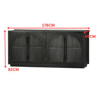 Charles 178cm Sideboard Modern 4 Door Storage Cabinet Unit Black