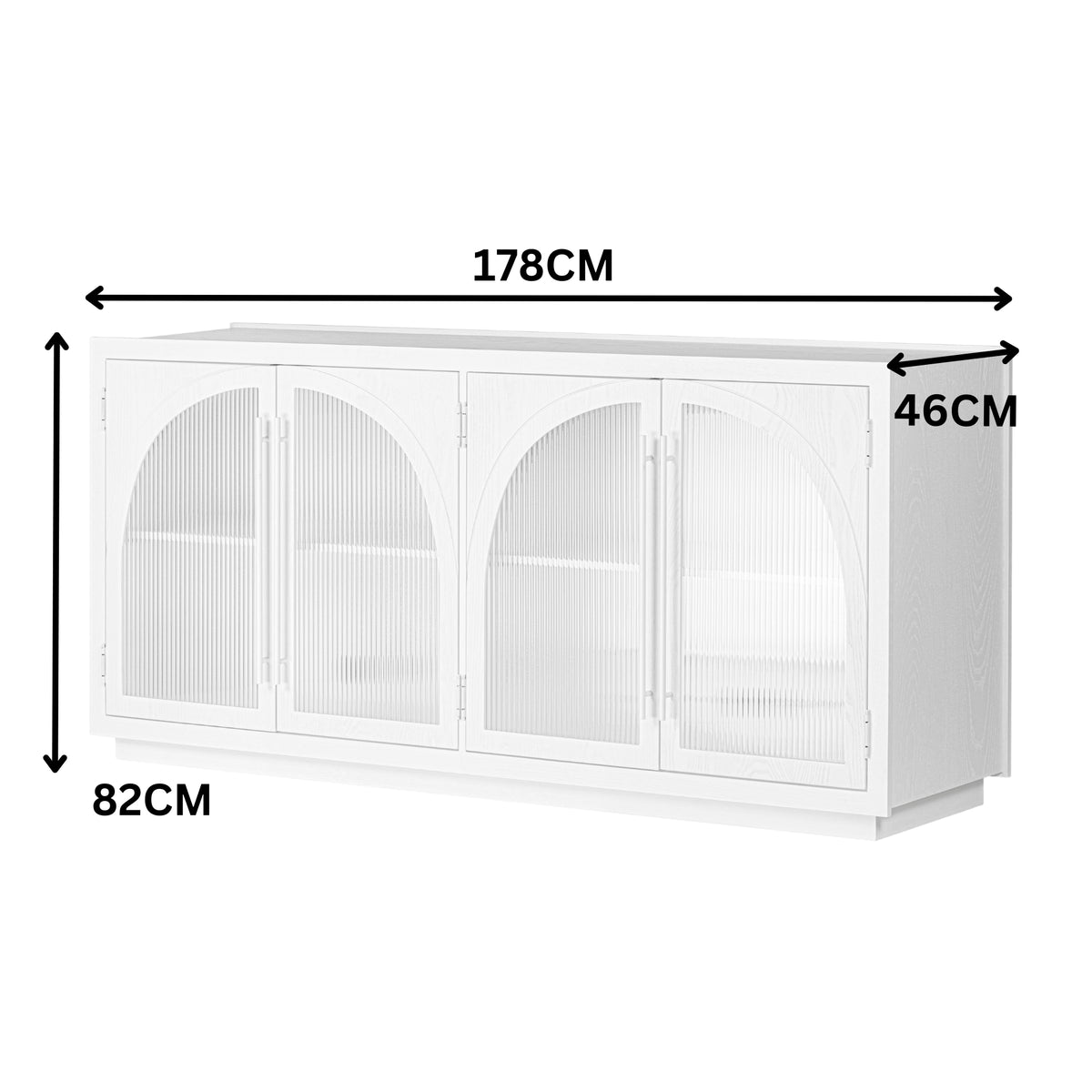 Charles 178cm Sideboard Modern 4 Door Storage Cabinet Unit White