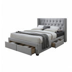 Charlie Double Bed Frame Storage Drawer Stone Grey