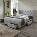 Charlie Double Bed Frame Storage Drawer Stone Grey