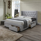 Charlie Double Bed Frame Storage Drawer Stone Grey