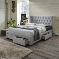 Charlie Double Bed Frame Storage Drawer Stone Grey