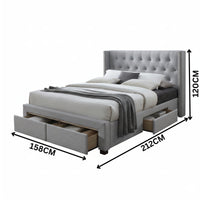 Charlie Double Bed Frame Storage Drawer Stone Grey