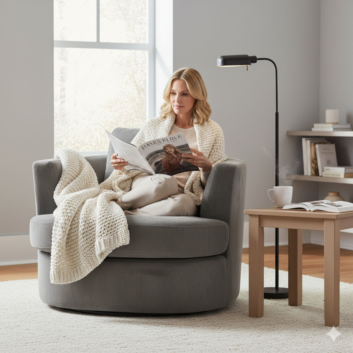 Charlie Swivel Rotating Arm Chair Occasional Accent Grey