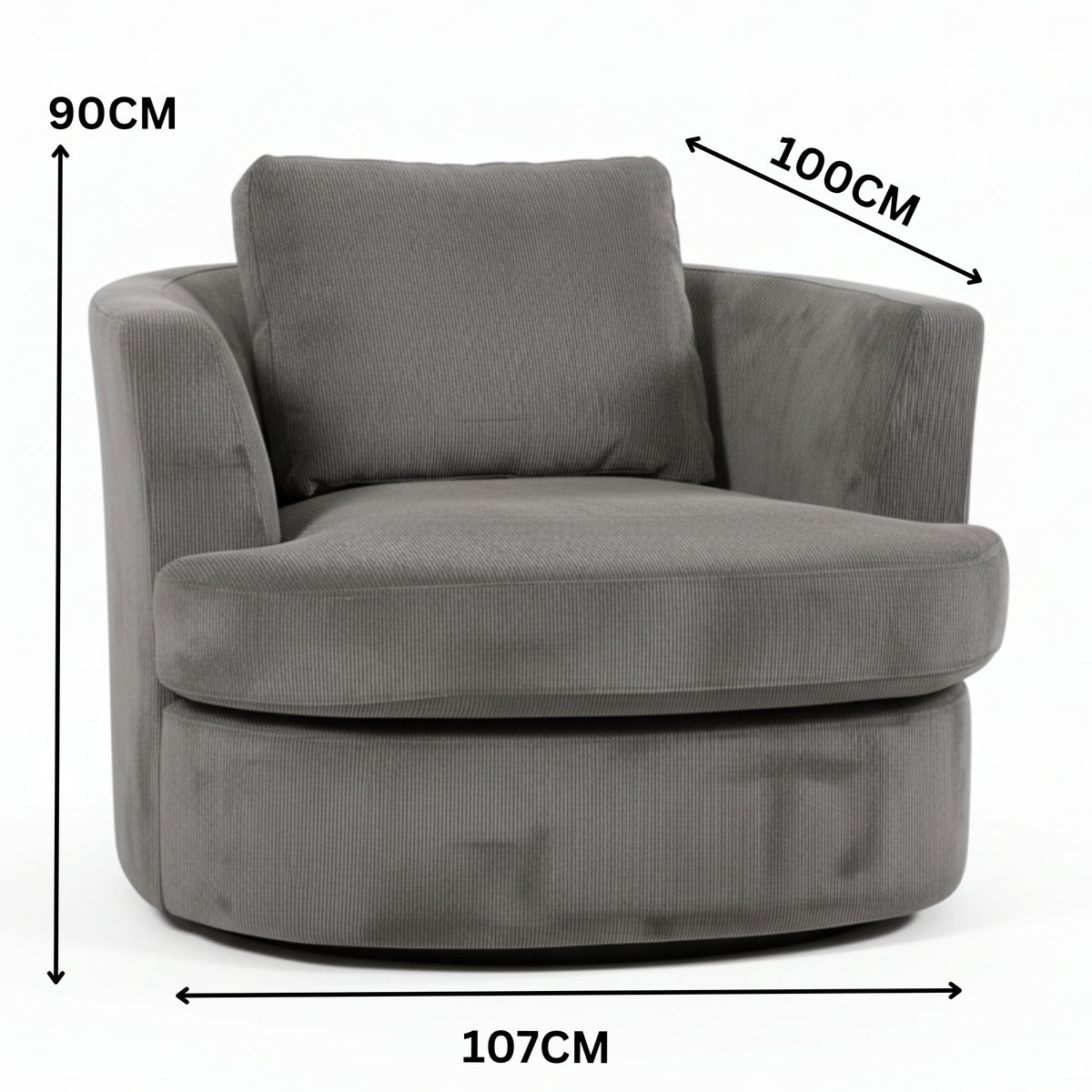 Charlie Swivel Rotating Arm Chair Occasional Accent Grey
