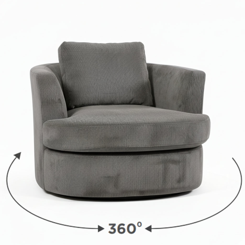 Charlie Swivel Rotating Arm Chair Occasional Accent Grey