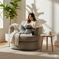 Charlie Swivel Rotating Arm Chair Occasional Accent Oat Grey
