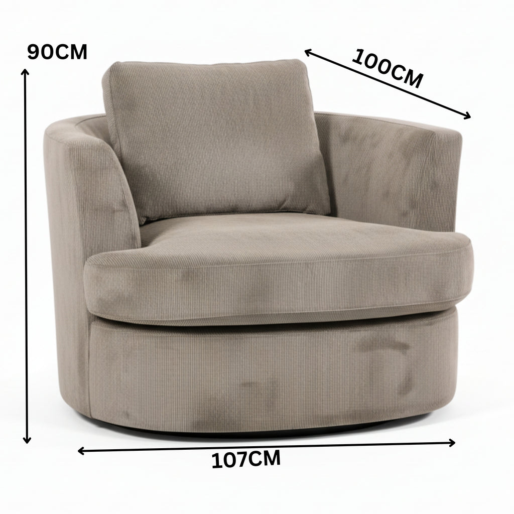 Charlie Swivel Rotating Arm Chair Occasional Accent Oat Grey