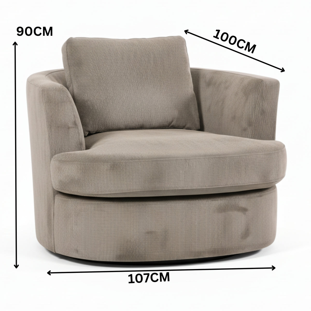 Charlie Swivel Rotating Arm Chair Occasional Accent Oat Grey