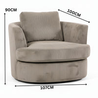 Charlie Swivel Rotating Arm Chair Occasional Accent Oat Grey