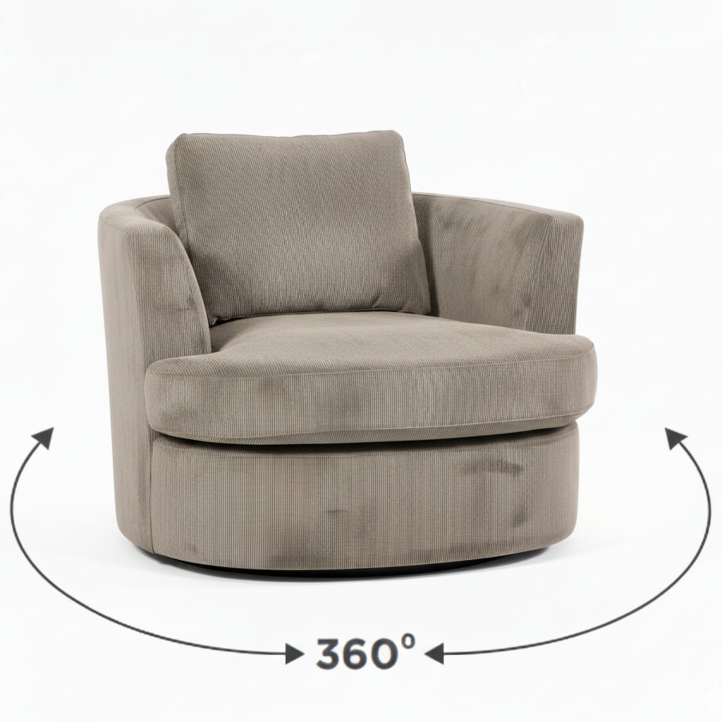Charlie Swivel Rotating Arm Chair Occasional Accent Oat Grey