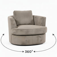 Charlie Swivel Rotating Arm Chair Occasional Accent Oat Grey