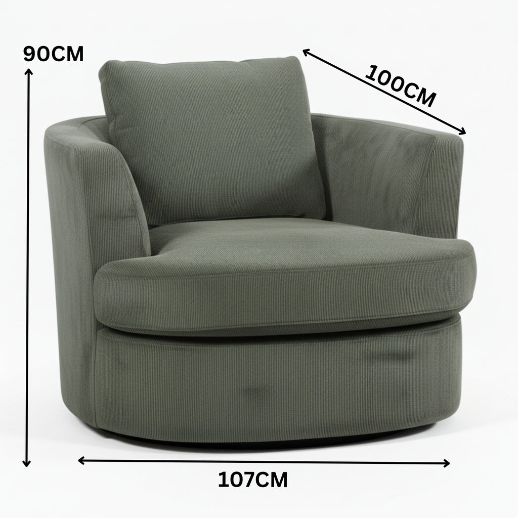 Charlie Swivel Rotating Arm Chair Occasional Accent Olive Green