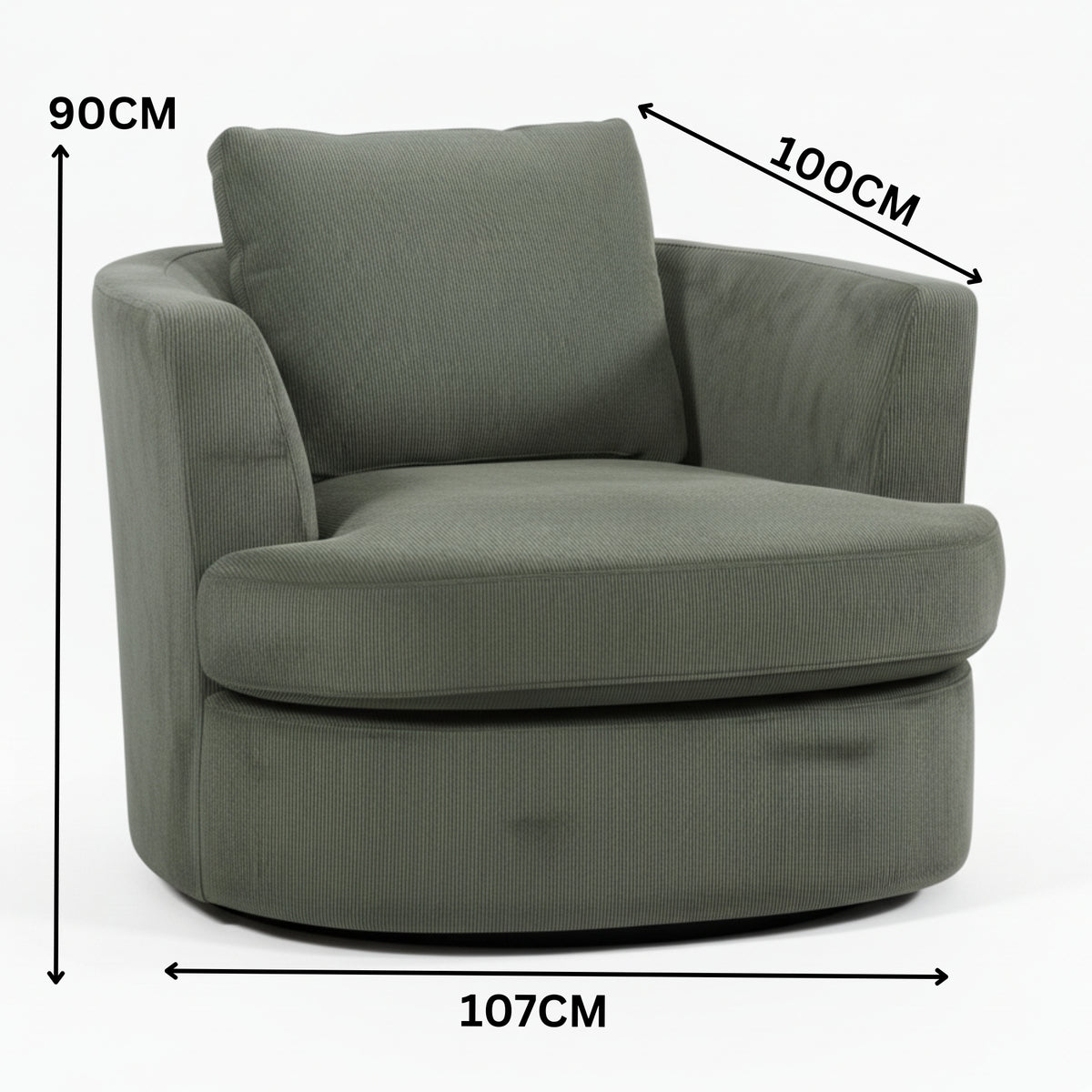 Charlie Swivel Rotating Arm Chair Occasional Accent Olive Green