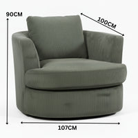 Charlie Swivel Rotating Arm Chair Occasional Accent Olive Green