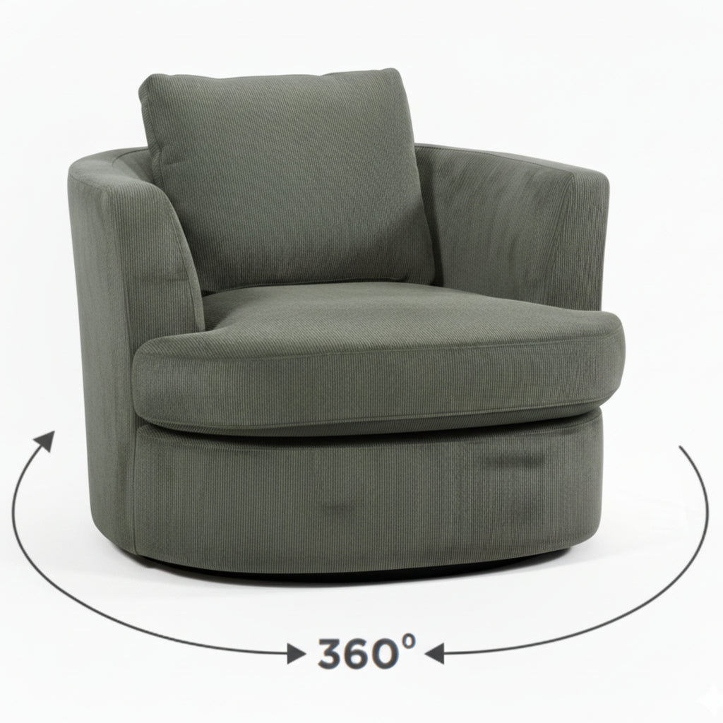 Charlie Swivel Rotating Arm Chair Occasional Accent Olive Green