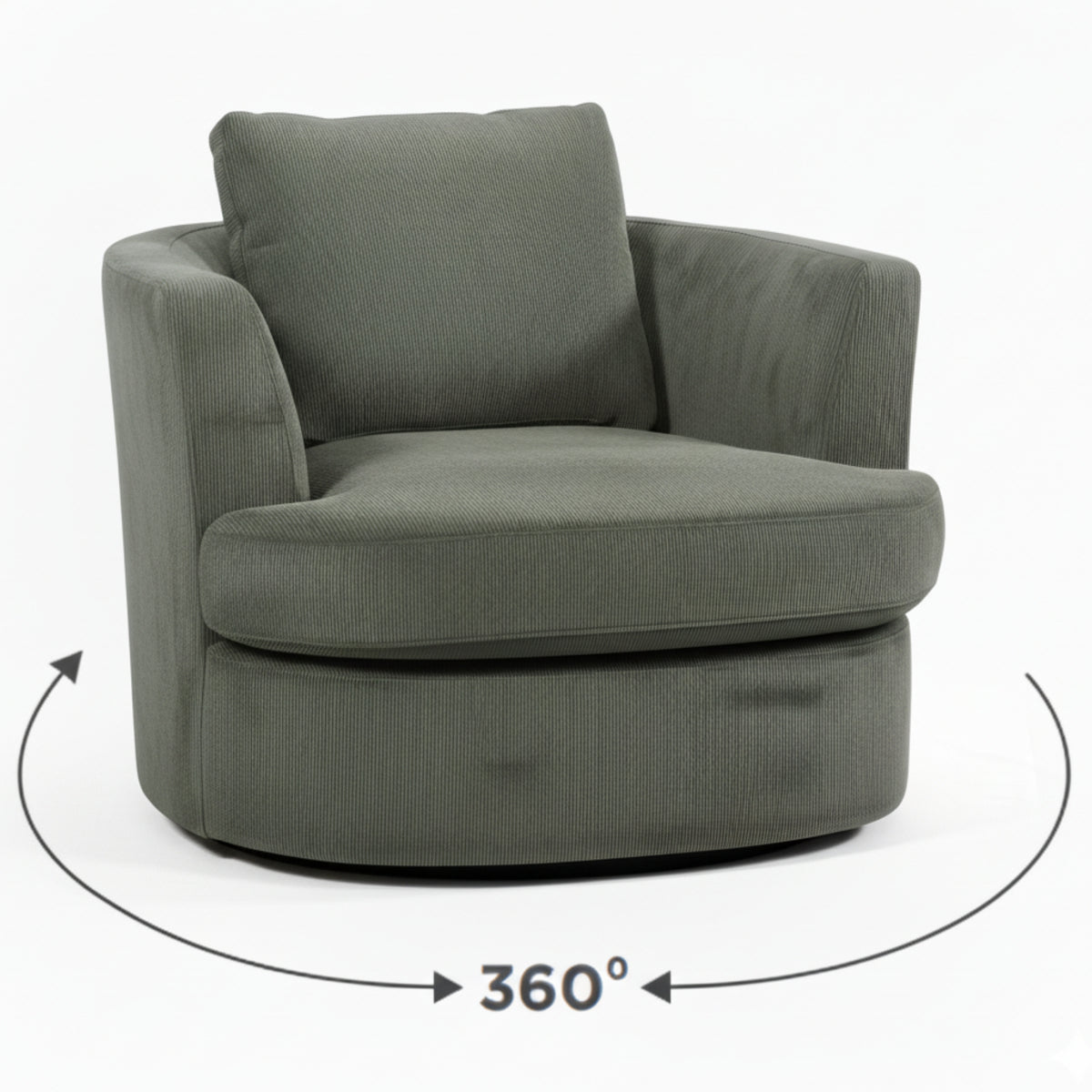 Charlie Swivel Rotating Arm Chair Occasional Accent Olive Green