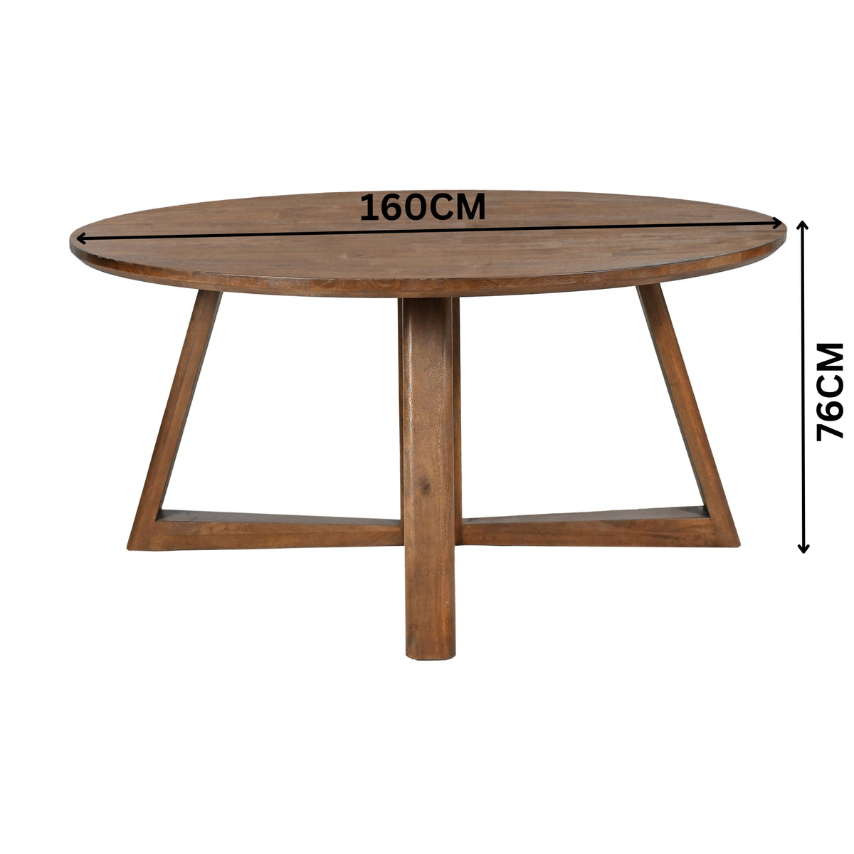 Chatteris 160cm Solid Timber Round Dining Table Brown