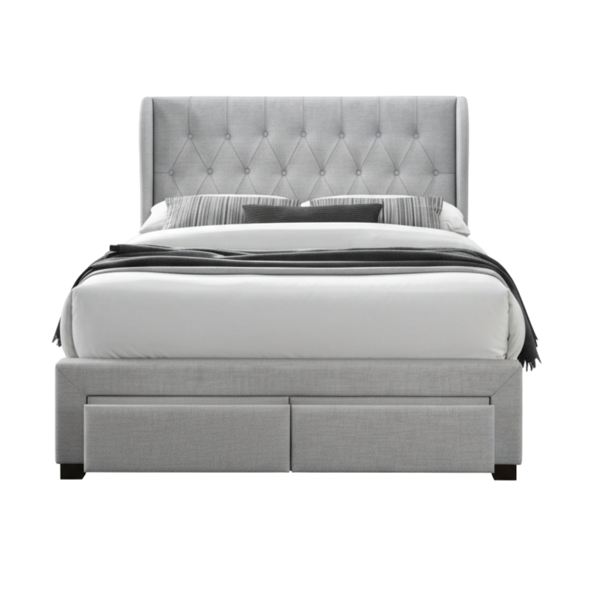 Chelsea Double Bed Frame Storage Drawer Stone Grey