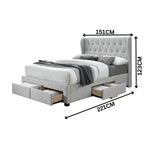 Chelsea Double Bed Frame Storage Drawer Stone Grey