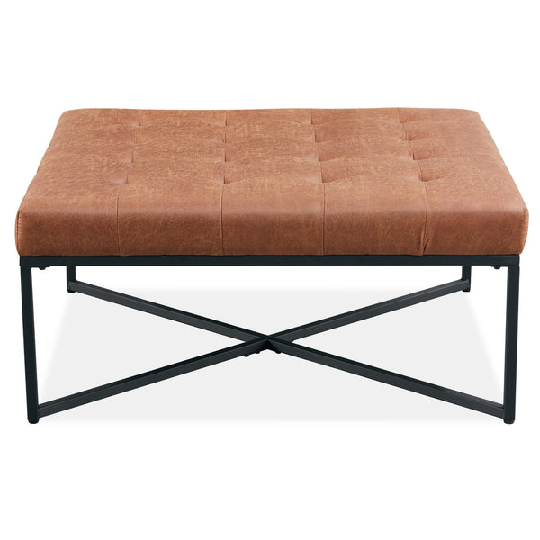 Chelsea Fabric Ottoman Light Brown Square