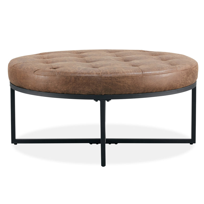 Chelsea Fabric Ottoman Dark  Brown Round