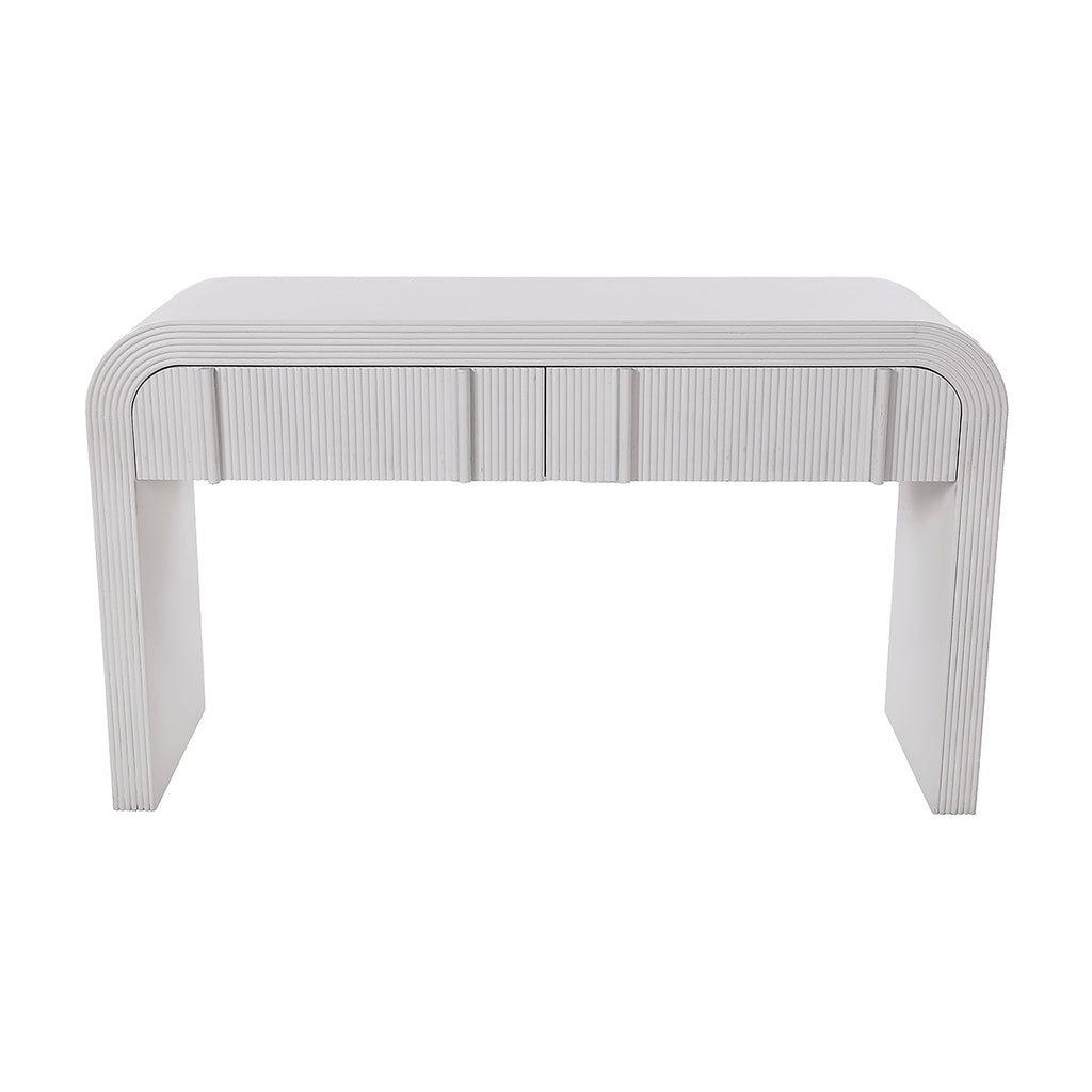 Chloe Channel 140cm Console Table Ivory and White Oak